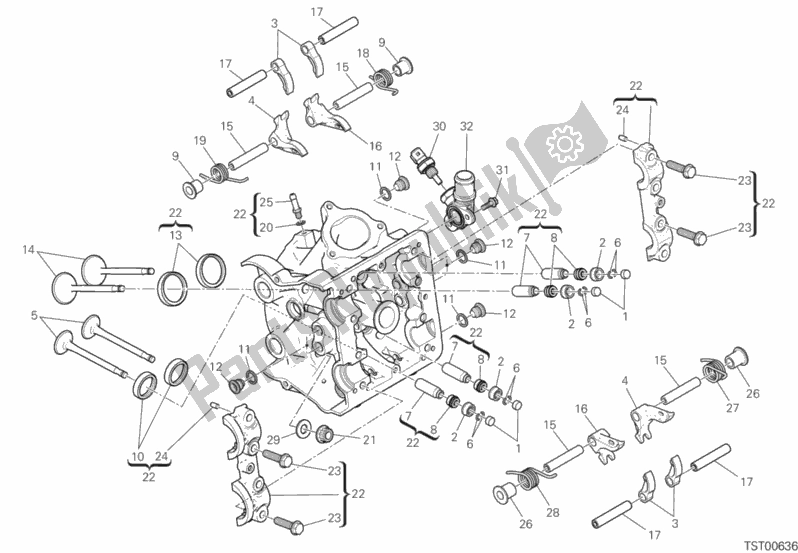 Todas las partes para Cabeza Horizontal de Ducati Hypermotard 950 Thailand 2019